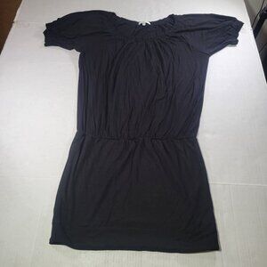 Vince Black Short-Sleeve Elastic Waist Rayon Blend Dress Size S